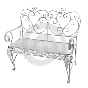 White metal garden bench