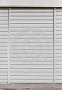 White metal roller door shutter background