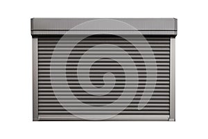 White metal roller door shutter isolated
