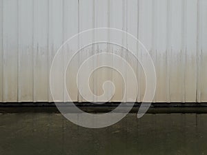 White metal sheets and water area background