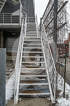White metal Stairs modern style in Old Montreal