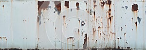 White metal steel door. Rusty corrugated iron metal, Zinc steel wall, pattern texture background. Close-up of exterior