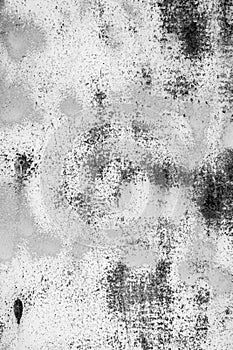 White metal wall texture background with scratches, cracks.