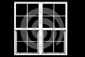 White metal window frame isolated