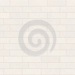 White metro tile seamless pattern. Subway brick wall background