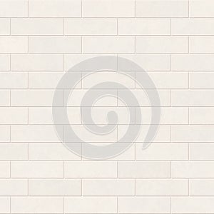 White metro tile seamless pattern. Subway brick wall background