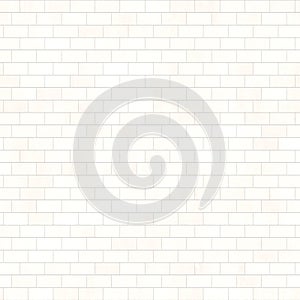 White metro tile seamless pattern. Subway brick wall background