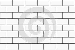 White metro tile seamless pattern. Subway brick wall background. Stone or ceramic kitchen backsplash, bathroom wall or
