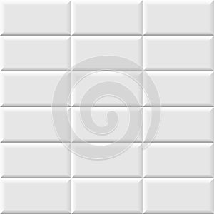 White metro tiles seamless background. Subway brick horizontal pattern for kitchen, bathroom or outdoor architecture