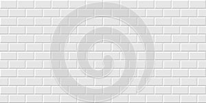 White metro tiles seamless background. Subway brick horizontal pattern for kitchen, bathroom or outdoor architecture