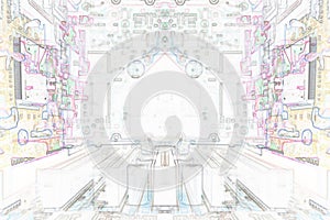 White microelectronics background chips