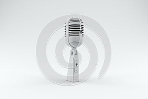 White Microphone Vintage on a Studio Background.