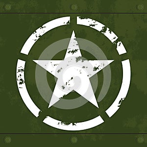 Bílý vojenský hvězda na zelený kov 