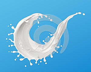 White milk splash isolated on background