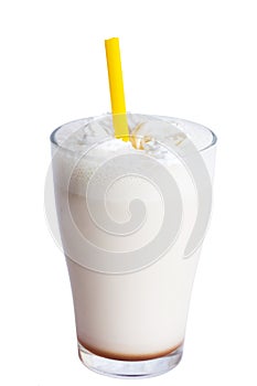 White milkshake with straw