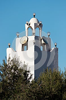 A white minaret of an Ibadi Mosque in Djerba