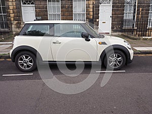 White Mini car in Bath