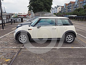 White Mini car