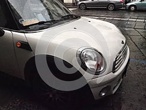 white Mini car in Turin