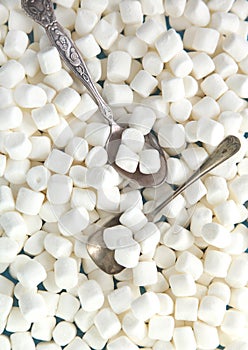 White Miniature Marshmallow Background.