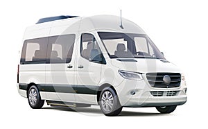 White minibus isolated on white