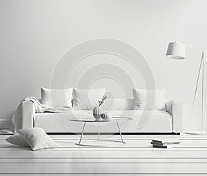 White minimal contemporary interior