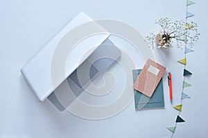 White minimalist design workspace