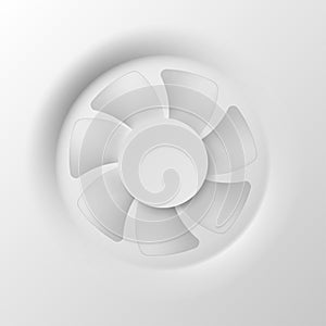 White minimalistic air cooling fan neumorphism style. Air care, ventilation and conditioning background. Computer