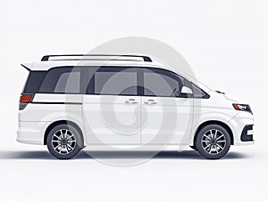 White minivan isolated on a white background