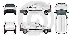 White minivan template. Blank vector delivery van.