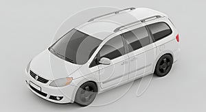 White Minivan on White Background