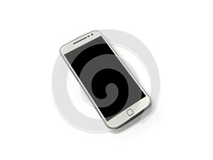 White mobile phone on white background