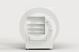 The white model of vending machine with white background, 3d rendering