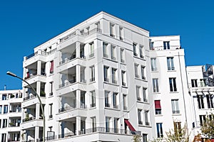 White modern apartment houses in Berlin