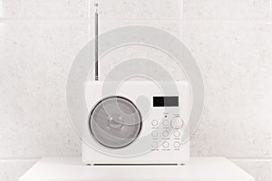 White modern bathroom radio