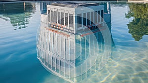 Modern Building and Its Reflection in a Clear Pool of Water