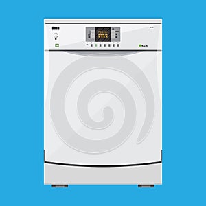 White modern closed kitchen dishwasher