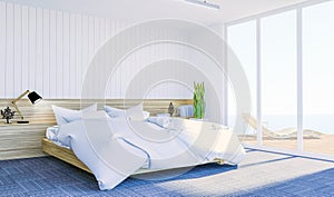 White modern contemporary bedroom interior with copy spce on wall for mock up