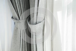 White modern curtain inside home