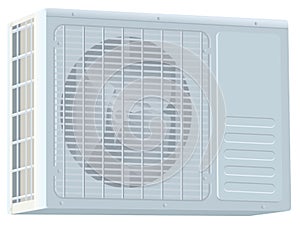 White modern external air conditioner compressor unit