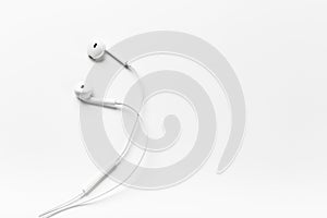 White modern headphones with a headset on a light gray background