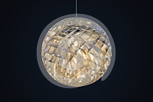 White modern pendant light, paper plastic sphere chandelier in Scandinavian style