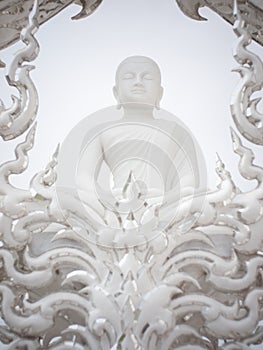 White monk figure in the rongkhun temple, Thailand