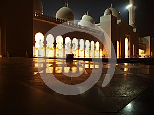 White Mosque in Abu Dabi at the night photo