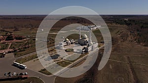 White mosque aerial view. Volga Bulgaria - historical and architectural complex.