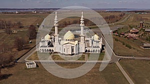 White mosque aerial view. Volga Bulgaria - historical and architectural complex.