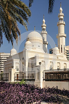 White mosque in the area of Deira, Dubai, UAE