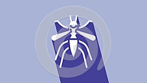 White Mosquito icon isolated on purple background. 4K Video motion graphic animation