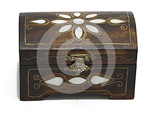 White mother of pearl inlaid jewellery box