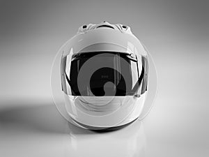 White motorcycle helmet isolated on white Mockup 3D rendering